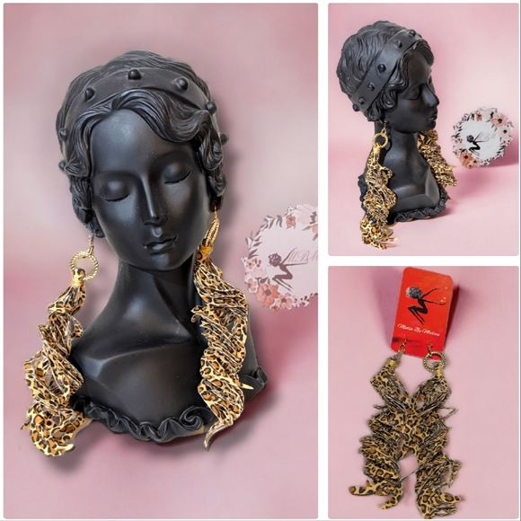The MBM Boutique Jewelry - 🆕 MBM Cheetah/Leopard Print Swirl Tassel Earrings. Hand Crafted
